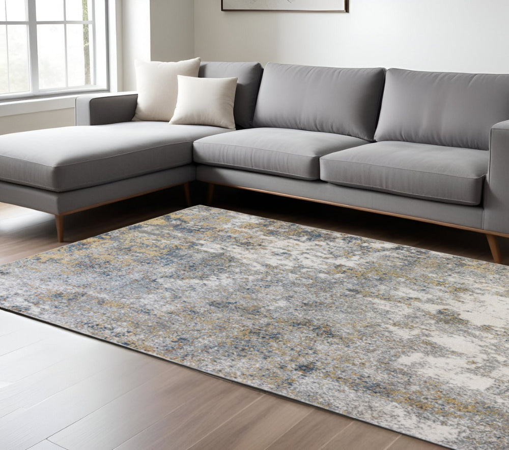 HomeRoots 9' Modern Ivory and Gray Abstract Area Rug - Stylish, Durable Design for Living and Dining Spaces 9' X 12' 532369