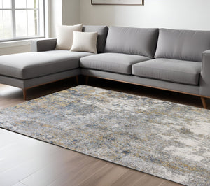 HomeRoots 9' Modern Ivory and Gray Abstract Area Rug - Stylish, Durable Design for Living and Dining Spaces 9' X 12' 532369