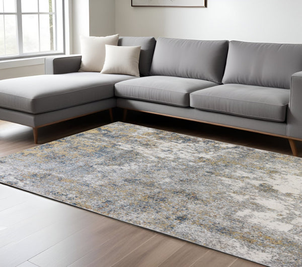 HomeRoots 9' Modern Ivory and Gray Abstract Area Rug - Stylish, Durable Design for Living and Dining Spaces 9' X 12' 532369
