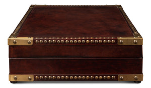Sarreid Winchester Leather Box - Exquisite Handmade Wooden Design With Vintage "Old Letter" Paper Liner Brown  53236