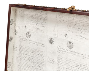 Sarreid Winchester Leather Box - Exquisite Handmade Wooden Design With Vintage "Old Letter" Paper Liner Brown  53236