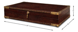 Sarreid Winchester Leather Box - Exquisite Handmade Wooden Design With Vintage "Old Letter" Paper Liner Brown  53236