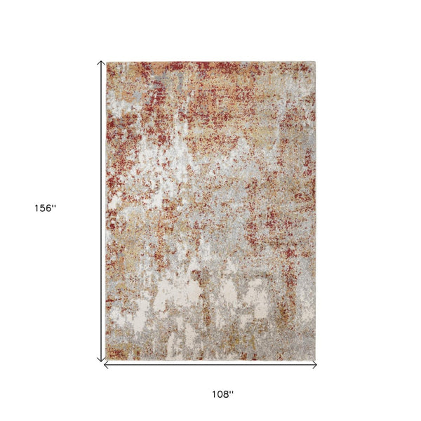 HomeRoots 9' Modern Ivory and Gray Abstract Area Rug - Stylish, Durable Design for Living and Dining Spaces 9' X 12' 532375