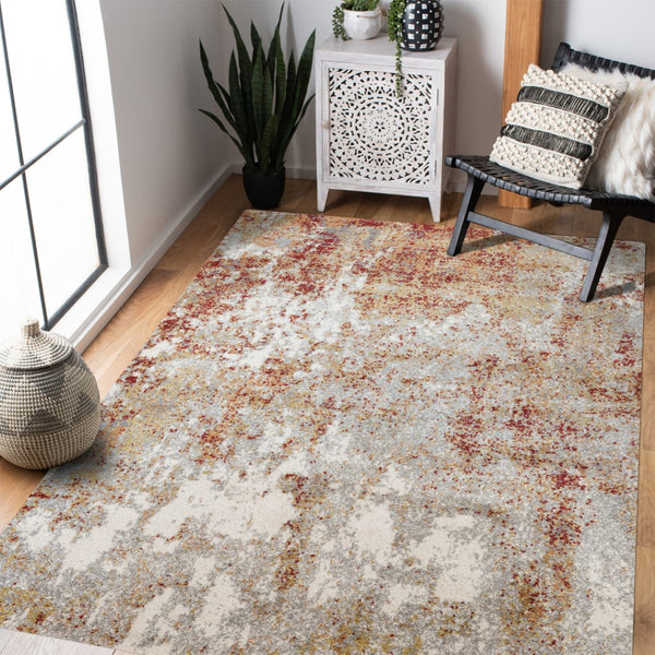 HomeRoots 9' Modern Ivory and Gray Abstract Area Rug - Stylish, Durable Design for Living and Dining Spaces 8' X 10' 532379