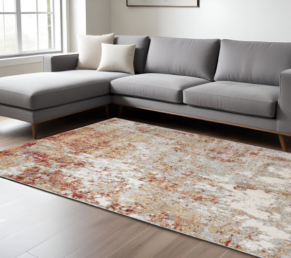 HomeRoots 9' Modern Ivory and Gray Abstract Area Rug - Stylish, Durable Design for Living and Dining Spaces 8' X 10' 532379