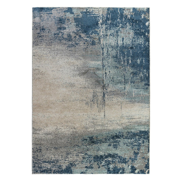 HomeRoots 9' Striking Dark Blue and Gray Abstract Area Rug for Modern Spaces - Soft, Durable, and Stylish Design 9' X 12' 532381