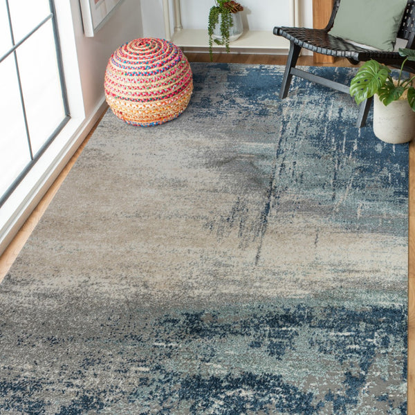 HomeRoots 9' Striking Dark Blue and Gray Abstract Area Rug for Modern Spaces - Soft, Durable, and Stylish Design 9' X 12' 532381