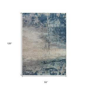 HomeRoots 9' Striking Dark Blue and Gray Abstract Area Rug for Modern Spaces - Soft, Durable, and Stylish Design 8' X 10' 532385