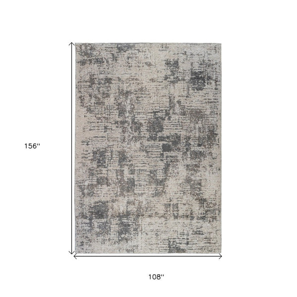 HomeRoots 9' Gray and Beige Abstract Area Rug - Modern Power Loomed Design for Living Space Comfort & Style 9' X 12' 532387