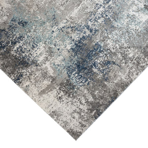 HomeRoots 9' Modern Abstract Area Rug in Ivory, Blue, and Gray - Soft, Durable, and Stylish for Any Room 9' X 12' 532393