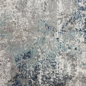 HomeRoots 9' Modern Abstract Area Rug in Ivory, Blue, and Gray - Soft, Durable, and Stylish for Any Room 9' X 12' 532393