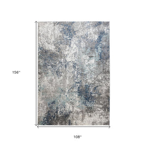 HomeRoots 9' Modern Abstract Area Rug in Ivory, Blue, and Gray - Soft, Durable, and Stylish for Any Room 9' X 12' 532393