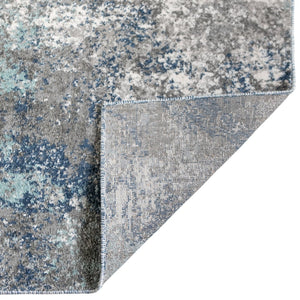 HomeRoots 9' Modern Abstract Area Rug in Ivory, Blue, and Gray - Soft, Durable, and Stylish for Any Room 5' X 8' 532396