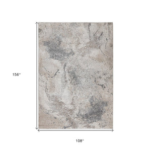 HomeRoots 9' Cream and Gray Abstract Area Rug - Power Loomed for Modern Elegance and Everyday Durability 9' X 12' 532399