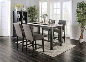English Elm Gray Rustic 2pc Counter Height Chairs with Padded Fabric Seat & Back, Space-Saving Dining Comfort B2741P409554
