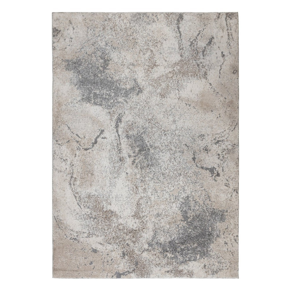 HomeRoots 9' Cream and Gray Abstract Area Rug - Power Loomed for Modern Elegance and Everyday Durability 5' X 8' 532402