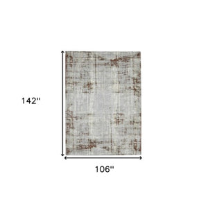 Homeroots 10' Abstract Ivory Blue And Gray Runner Rug - Durable, Stylish, And Perfect For Any Space Decor 9' X 12' Polypropylene,Polyester 532420