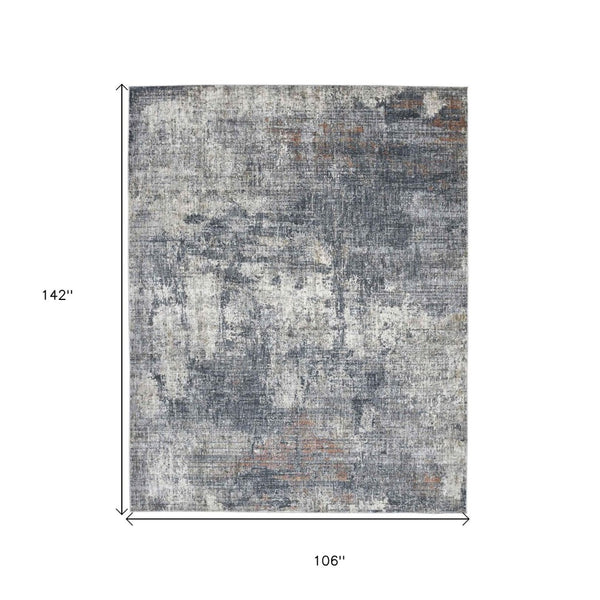 HomeRoots 5' Gray and Ivory Abstract Area Rug - Modern Power-Loomed Design for Cozy Living Spaces and Style 9' X 12' 532424