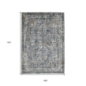 HomeRoots 5' Timeless Ivory Gray and Rust Oriental Area Rug – Soft, Durable, and Versatile for Any Space 9' X 12' 532426
