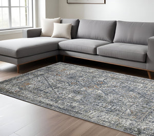 HomeRoots 5' Timeless Ivory Gray and Rust Oriental Area Rug – Soft, Durable, and Versatile for Any Space 9' X 12' 532426
