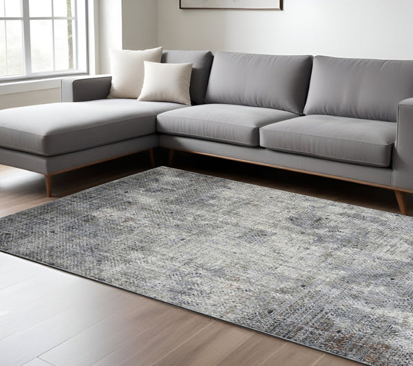 HomeRoots 5' Modern Abstract Area Rug in Ivory, Black, and Gray – Durable, Stylish, and Perfect for Any Room 9' X 12' 532427