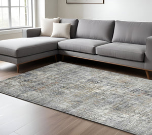 HomeRoots 5' Modern Abstract Area Rug in Ivory Gray and Brick Red - Durable, Stylish Design for Any Space 9' X 12' 532428