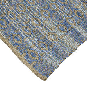 Homeroots 8' Handmade Tan Jute Geometric Flatweave Area Rug – Stylish, Premium Texture For Any Room Blue Jute 532442