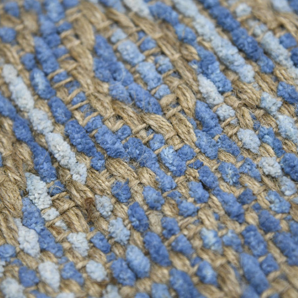 Homeroots 8' Handmade Tan Jute Geometric Flatweave Area Rug – Stylish, Premium Texture For Any Room Blue Jute 532442