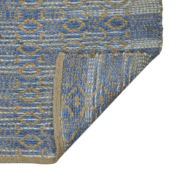 Homeroots 8' Handmade Tan Jute Geometric Flatweave Area Rug – Stylish, Premium Texture For Any Room Blue Jute 532442