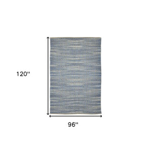 Homeroots 8' Handmade Tan Jute Geometric Flatweave Area Rug – Stylish, Premium Texture For Any Room Blue Jute 532442