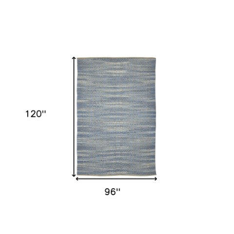 Homeroots 8' Handmade Tan Jute Geometric Flatweave Area Rug – Stylish, Premium Texture For Any Room Blue Jute 532442