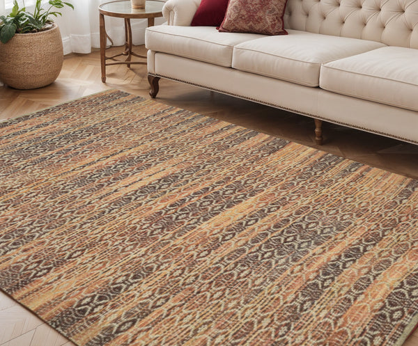 Homeroots 8' Handmade Tan Jute Geometric Flatweave Area Rug – Stylish, Premium Texture For Any Room 5' X 8' Jute 532445