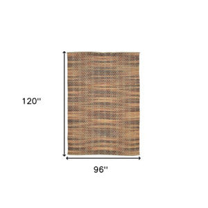 Homeroots 8' Handmade Tan Jute Geometric Flatweave Area Rug – Stylish, Premium Texture For Any Room 8' X 10' Jute 532446