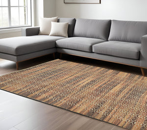 Homeroots 8' Handmade Tan Jute Geometric Flatweave Area Rug – Stylish, Premium Texture For Any Room 8' X 10' Jute 532446