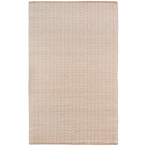 HomeRoots 5' Handmade Jute Geometric Area Rug in Rust and Tan - Stylish, Durable, Perfect for Any Room 5' X 8' 532457
