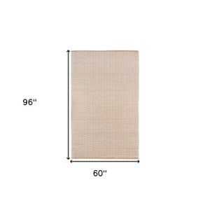 Homeroots 8' Handmade Tan Jute Geometric Flatweave Area Rug – Stylish, Premium Texture For Any Room 5' X 8' Jute 532457