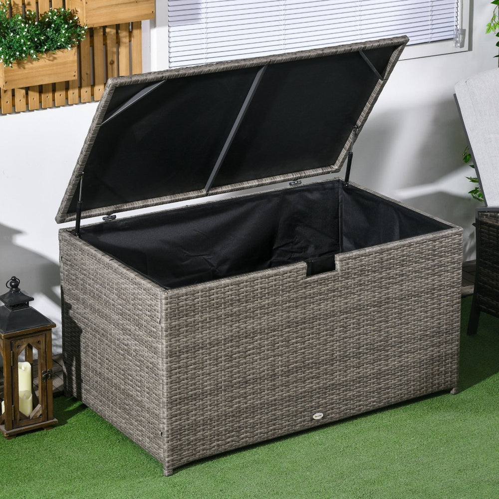 English Elm Outsunny 113 Gallon Waterproof Deck Box - Stylish Rattan Outdoor Storage Trunk For Cushions & Toys W2225P200574-GIGA