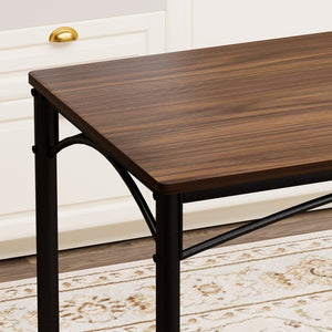 English Elm Dining Set for Four with Steel Frame Chairs and Particleboard Top Industrial Kitchen Walnut W1162P430310