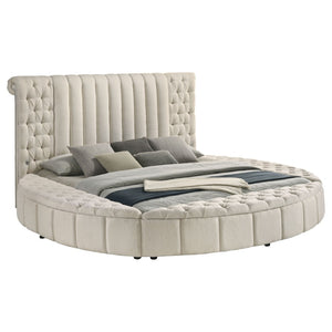 English Elm Santiago Bouclé Upholstered Eastern King Bed with Channeled Headboard and Usb Charging B062S01768