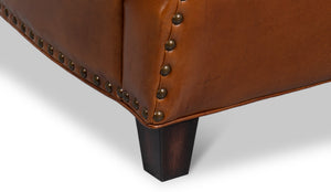 Sarreid Taft Chair - Luxurious Vintage Havana Leather With Dark Brown Hardwood Frame For Timeless Elegance Brown  53258