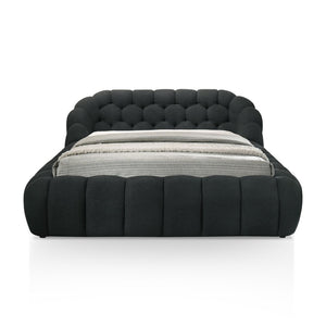 English Elm Modern Tufted Queen Platform Bed Upholstered Chenille Frame for Contemporary Bedroom Black,Charcoal,Charcoal Black B2741S00827