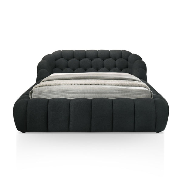 English Elm Modern Tufted Queen Platform Bed Upholstered Chenille Frame for Contemporary Bedroom Black,Charcoal,Charcoal Black B2741S00827