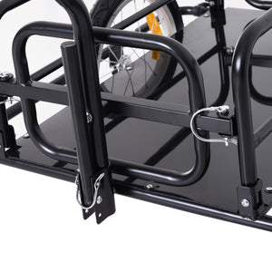 English Elm Aosom Steel Bike Cargo Trailer Foldable Flatbed Cart with 88 Lb Capacity Hitch W2225P200824