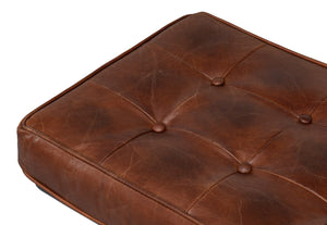Sarreid Prince Albert Bench - Vintage Havana Leather Seating With Dark Brown Legs & Luxurious Top Grain Cowhide Brown  53266