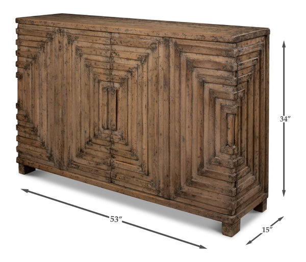 Sarreid Saint Entrance Sideboard - Weathered Driftwood Pine Furniture For Stylish Home Storage Solutions Tan  53267