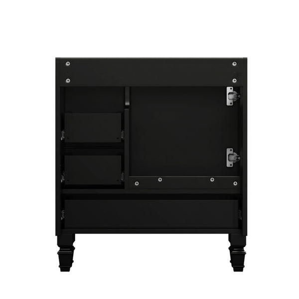 English Elm 30"black Matte Finish Bathroom Vanity with Soft Close Cabinet and Three Storage Drawers Black W3133S00018