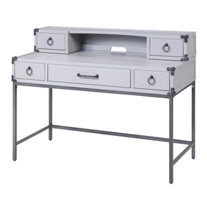English Elm Grey Industrial Writing Desk with Gunmetal Base, 3 Drawers, Pine & Poplar Build, 54.5"W Sleek Workspace B062P185724