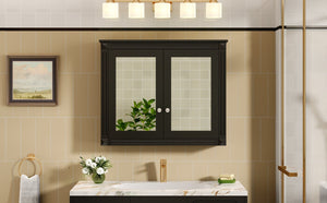 English Elm 36'' Wall Mounted Medicine Cabinet with Dual Mirrors Soft Close Doors Bathroom Storage Black N710P371186B