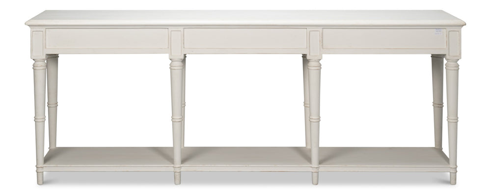 Sarreid Chantal Console Table - Antique White Finish With 3 Drawers For Stylish Storage And Organization White  53270-3