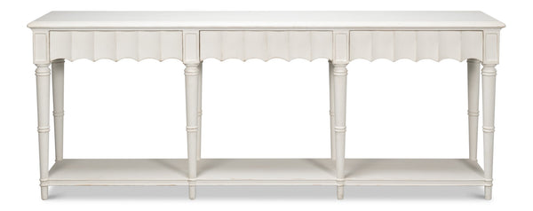 Sarreid Chantal Console Table - Antique White Finish With 3 Drawers For Stylish Storage And Organization White  53270-3